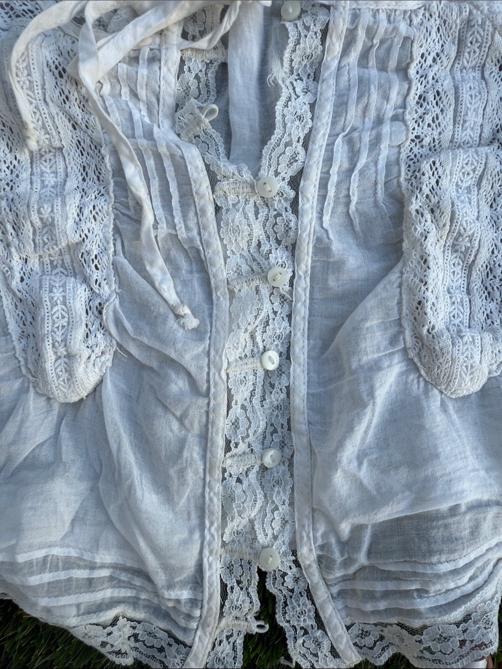 Free People White Crochet-Trim Sleeveless Camisole - Picture 3 of 4